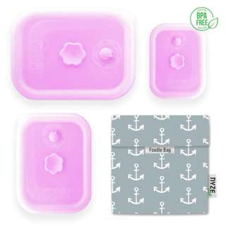 NYZE Pink Container 3pcs Set + 1pc Anchor Foodie Bag NYZE Pink Container 3pcs Set + 1pc Anchor Foodie Bag