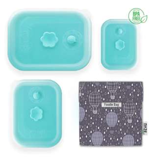NYZE Turq. Container 3pcs Set + 1pc HotAirBalloon Foodie Bag