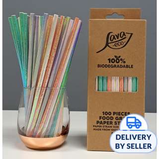 LAVA ECO Shiny Colorful Pearlescent Drinking Paper Straws