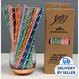 LAVA ECO Colorful Star 2 Drinking Paper Straws Eco-Friendly