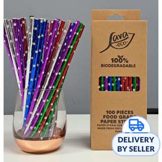 LAVA ECO Shiny Colorful Star 2 Drinking Paper Straws