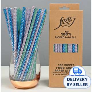 LAVA ECO Shiny Mermaid Scale Drinking Paper Straw EcoFriendly
