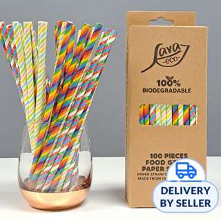 LAVA ECO Rainbow Colorful Stripe Drinking Paper Straws