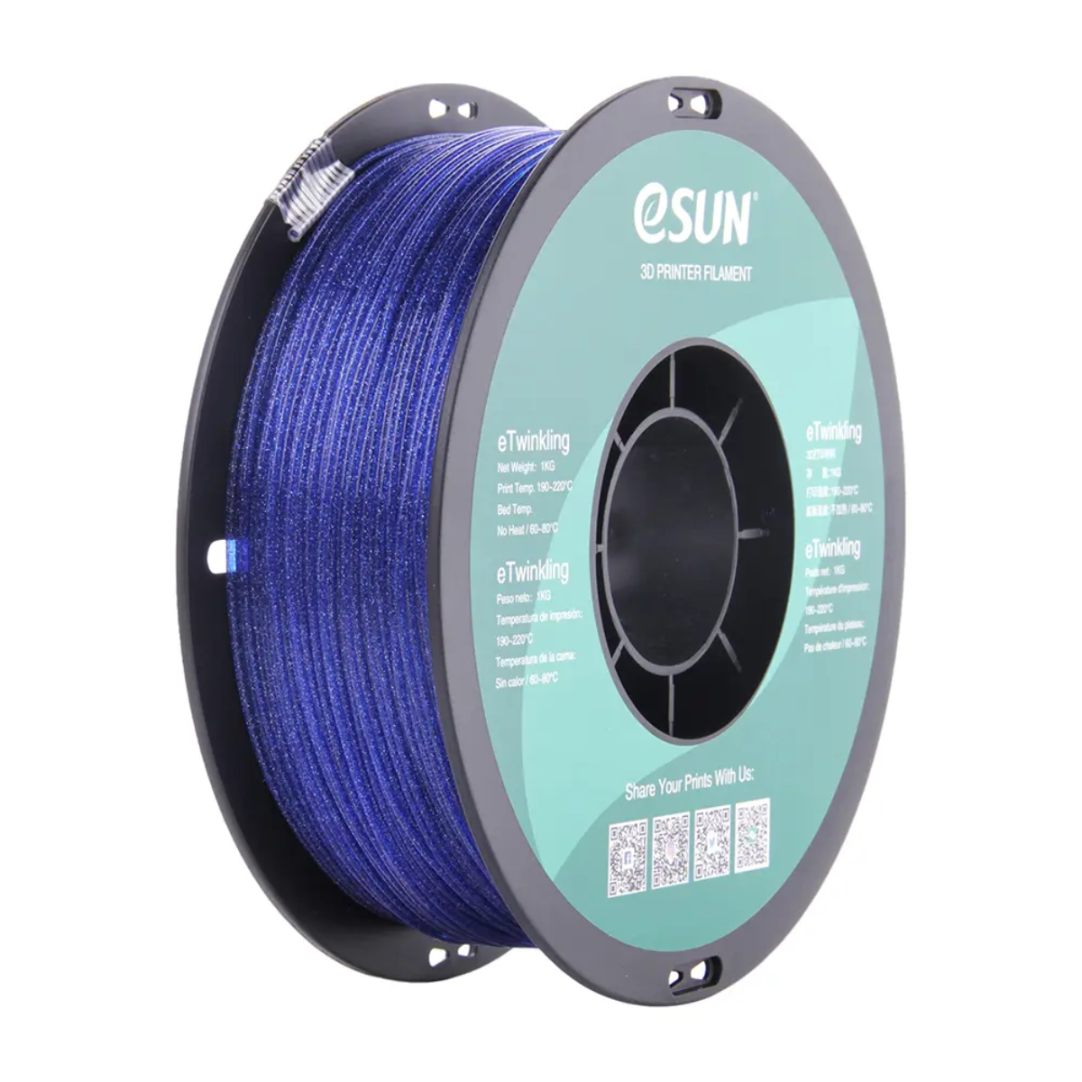 eSun PLA eTwinkling 1.75mm 1KG 3D Printer Filament - Blue eSun PLA eTwinkling 1.75mm 1KG 3D Printer Filament - Blue
