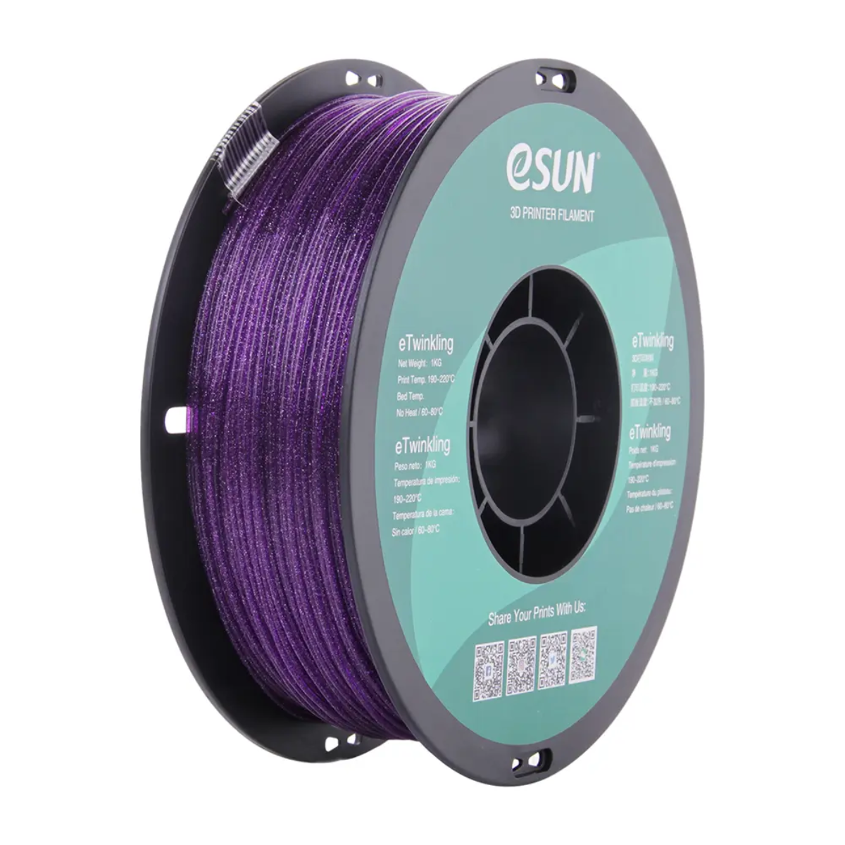 eSun PLA eTwinkling 1.75mm 1KG 3D Printer Filament - Purple eSun PLA eTwinkling 1.75mm 1KG 3D Printer Filament - Purple