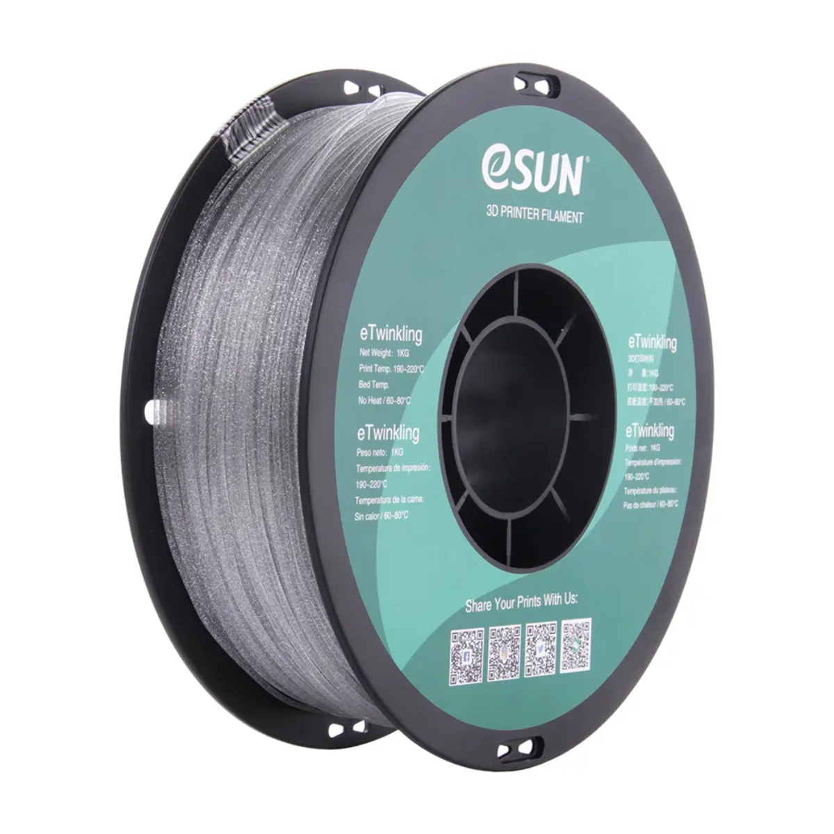 eSun PLA eTwinkling 1.75mm 1KG 3D Printer Filament - Silver eSun PLA eTwinkling 1.75mm 1KG 3D Printer Filament - Silver