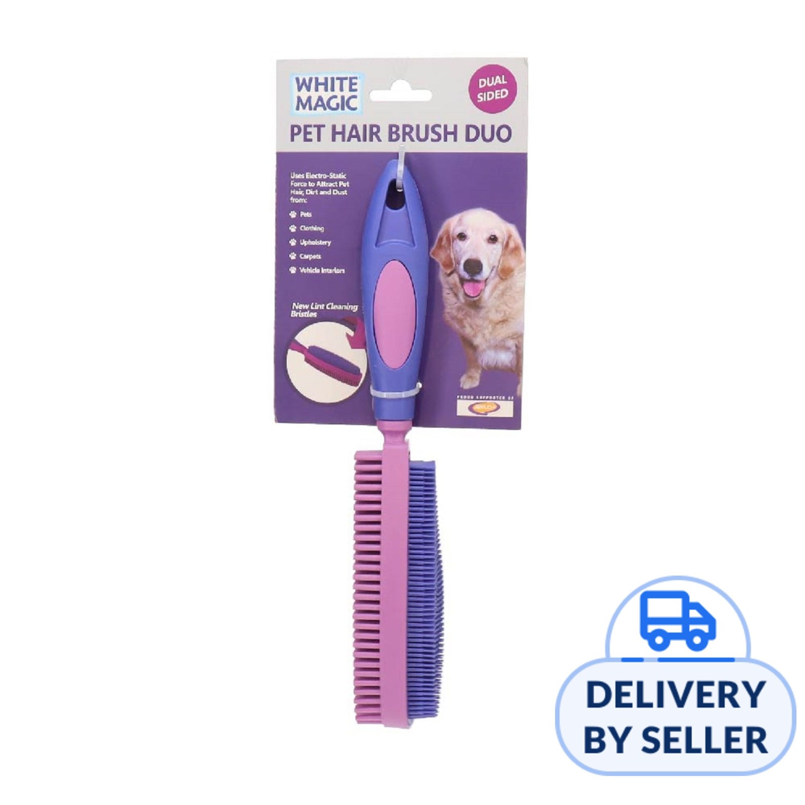 White Magic Pet Hair Brush Duo Lint Dual Bristle Design NTUC FairPrice