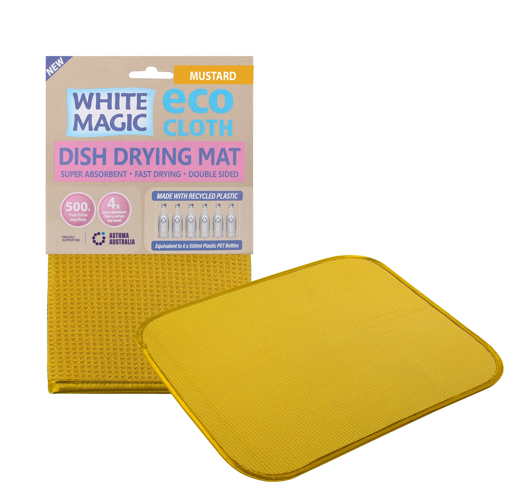 White Magic Eco Cloth AntiBacterial Dish Drying Mat Mustard NTUC
