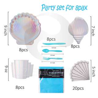 Ez Disposable Party Tableware Cutlery Set - Seashell