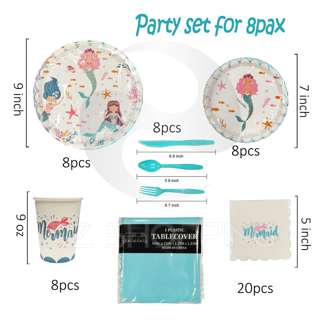 Ez Disposable Party Tableware Cutlery Set - Mermaid
