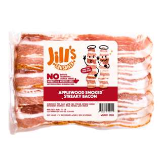 Jill's Sausages Applewood Smoked Streaky Bacon (Nitrite Free) Jill's Sausages Applewood Smoked Streaky Bacon (Nitrite Free)