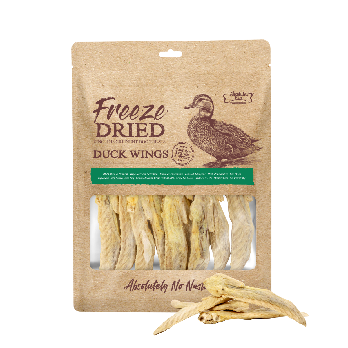 Absolute Bites Freeze Dried Treats For Dogs - Duck Wings Absolute Bites Freeze Dried Treats For Dogs - Duck Wings