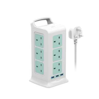 Gadget MIX TP-VF3U12K 15IN1 Vertical Power Socket White&Green Gadget MIX TP-VF3U12K 15IN1 Vertical Power Socket White&Green