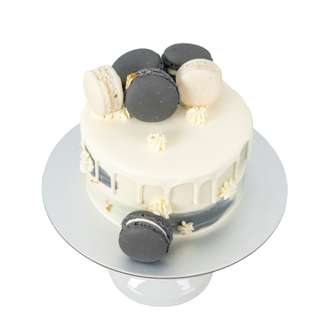 FNP Grey and White Macarons Cake