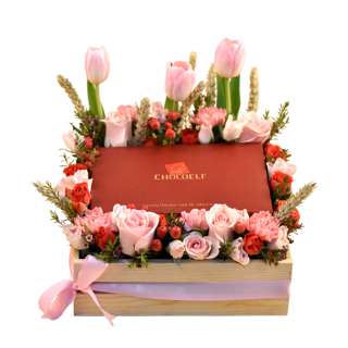 FNP Exotic Flowers & Chocolates Wooden Crate