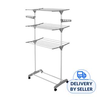 HOUZE - Ficar 3-Tier Foldable Rolling Drying Rack White