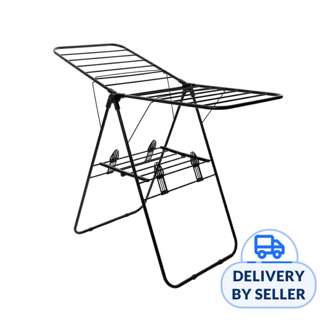 HOUZE Menshar Gullwing QuickFold Rust-Free Airer Rack Black