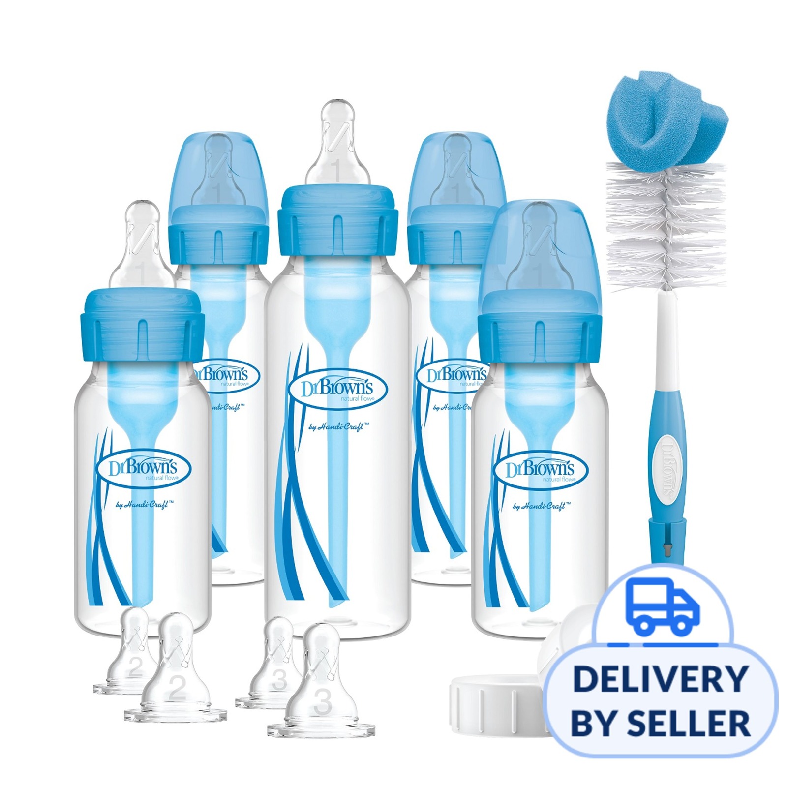 Lucky Baby Odee Dual Straw Patent Bottle - Blue | NTUC FairPrice
