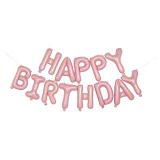 Cozy Nest Happy Birthday Foil Balloons Set - Matte Pink