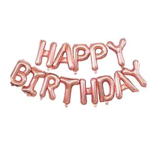 Cozy Nest Happy Birthday Foil Balloons Set - Rose Gold