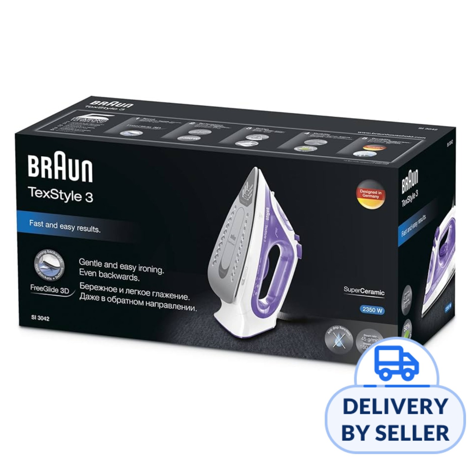 Braun TexStyle 3 Steam Iron - Violet (SI3042VI) | NTUC FairPrice
