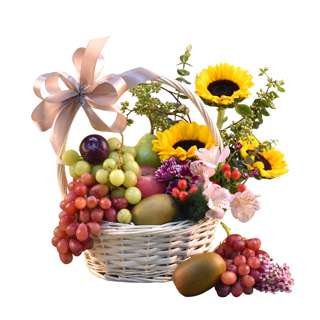 FNP Beautiful Mixed Flowers & Fruits Basket