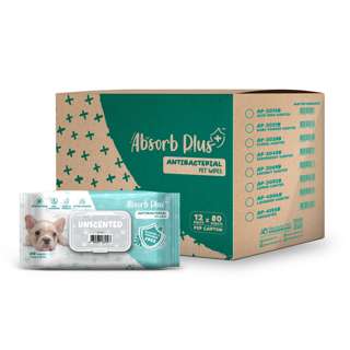Absorb Plus AntiBacterial PetWipes (Unscented),Carton Deal