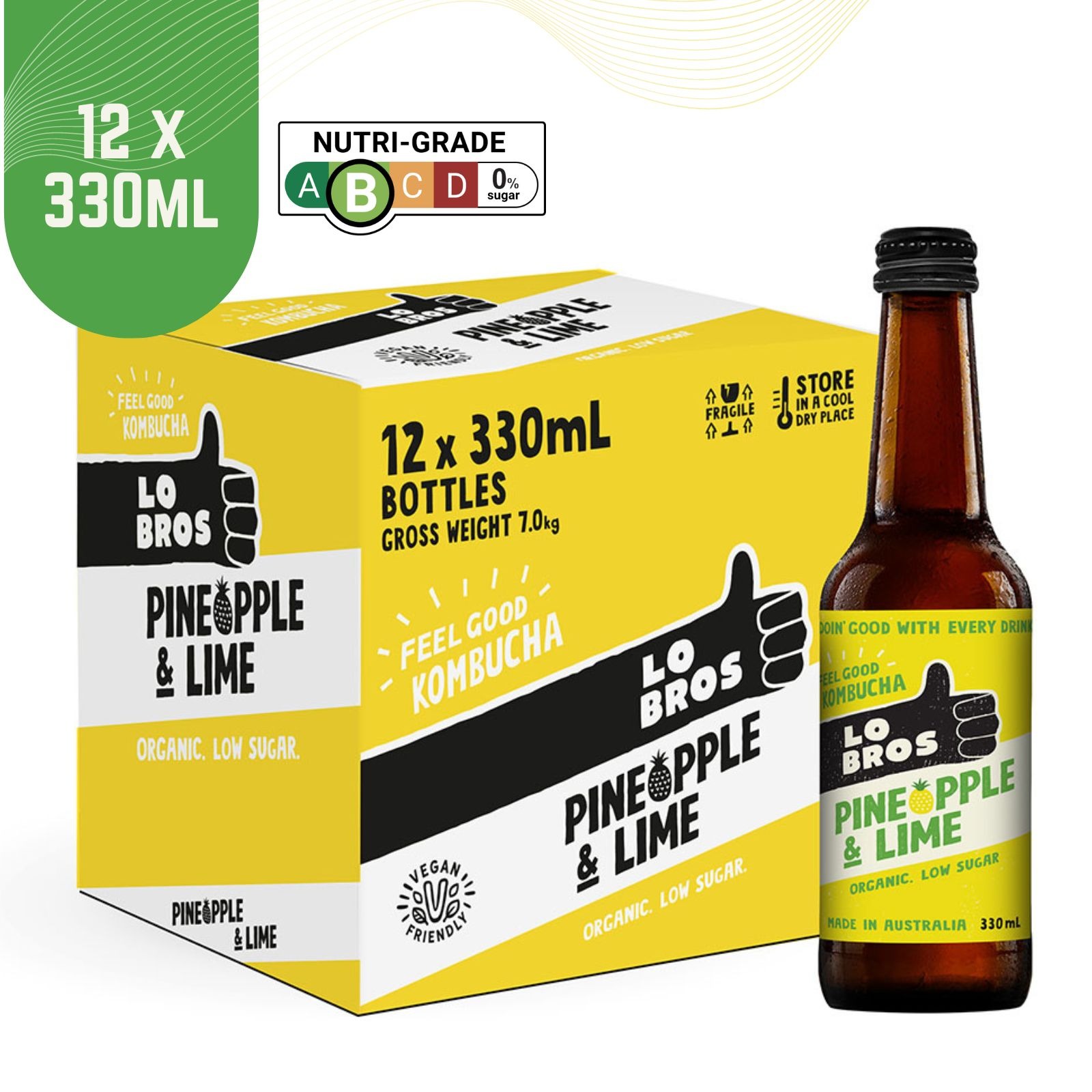 Lo Bros Organic Kombucha Pineapple & Lime NTUC FairPrice
