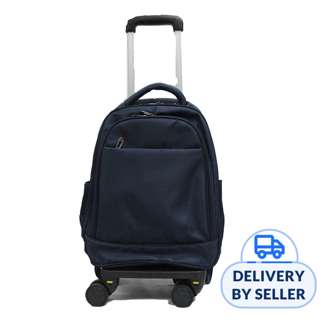Detachable Trolley Backpack with Spinner Wheels - Navy