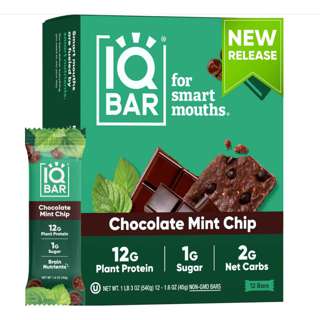 IQBar Plant Protein Bar - Chocolate Mint Chip x12