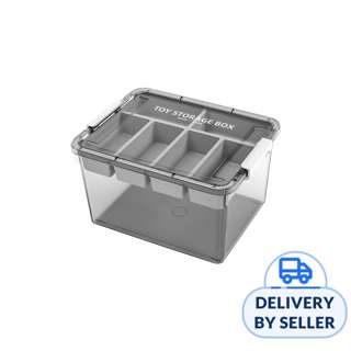 Citylife 16L Storage Box With Extra Compartment Tray - Space Grey