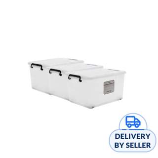 [Set of 3] HOUZE - 'ESSENTIALS' 35L Storage Box with Wheels