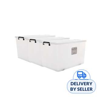[Set of 3] HOUZE - 'ESSENTIALS' 95L Storage Box with Wheels