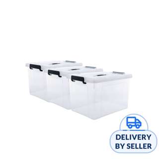 [Set of 3] HOUZE - 'HANDY' Handheld 47L Storage Box (Clear)