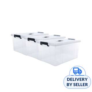 [Set of 3] HOUZE - 'HANDY' Handheld 63L Storage Box (Clear)