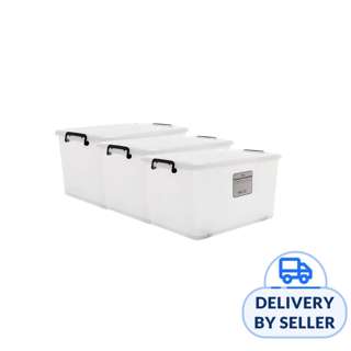 [Set of 3] HOUZE - 'ESSENTIALS' 55L Storage Box with Wheels