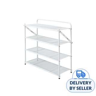 SLIM - Monochrome White 4-Tier Steel Shoe Rack (Length: 70cm)