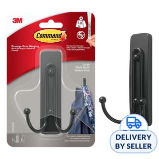 3M Command Large Double Hook Matt Black 3M Command Large Double Hook Matt Black