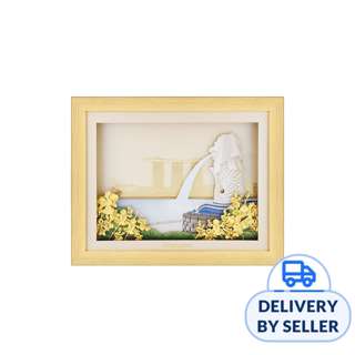 Merlion with 24K Gold Foil Vanda Miss Joaquim Orchid Frame