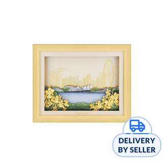 Singapore Skyline with 24K Gold Foil Vanda MJ Orchid Frame