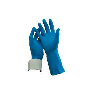 Oates Flock Lined Rubber Gloves - Blue