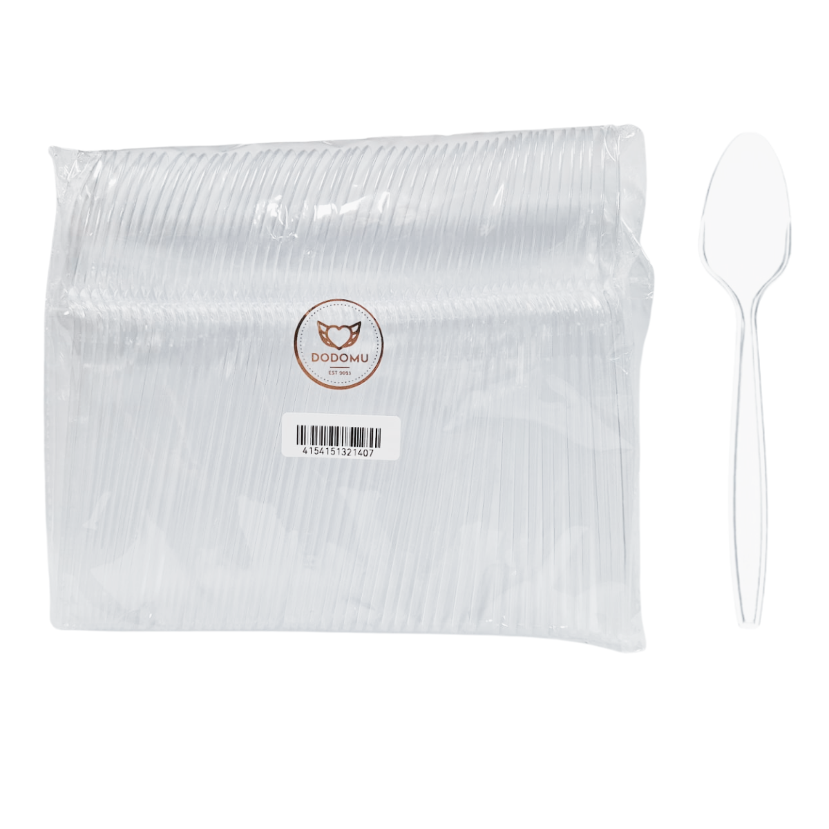 Dodomu Disposable 7 Inch Plastic Spoon - Clear (Frosted)