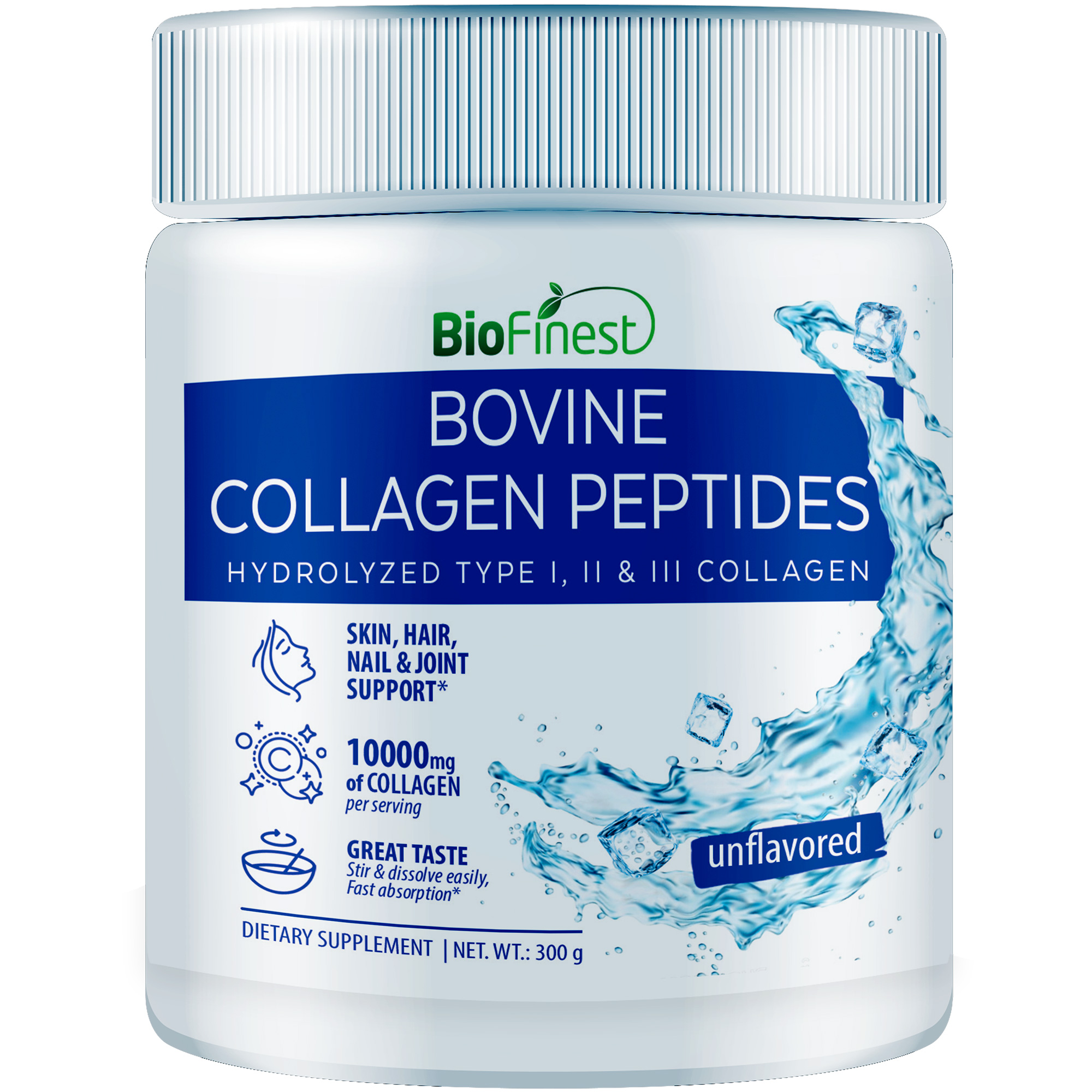 Bovine Collagen Peptides Powder 10000mg Skin Hair Unflavored