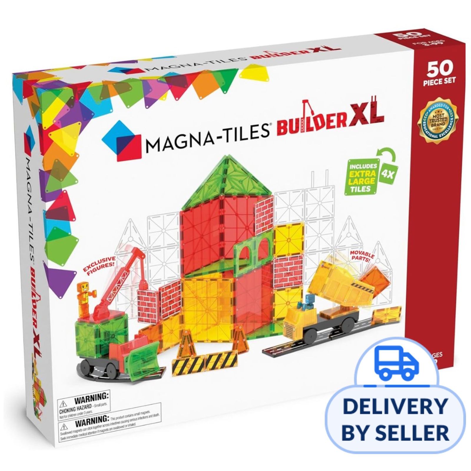 Magna-Tiles Builder XL 50 Piece Magnetic Building Set | NTUC FairPrice