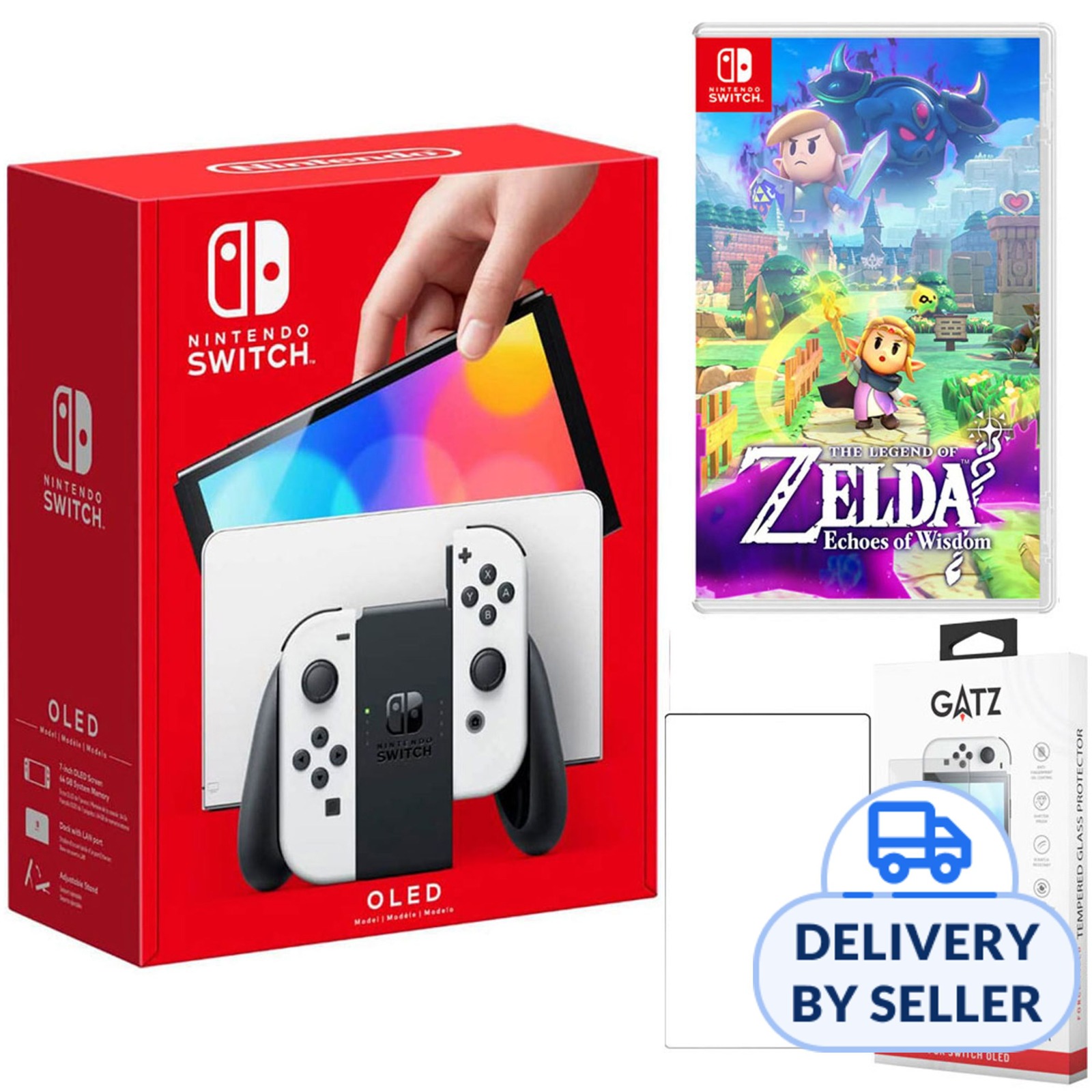 Nintendo Switch Oled (White) + Zelda E.W. + Screen Protector