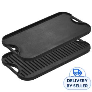 LODGE 20 x 10.5" Seasoned Cast Iron Reversible Grill/Griddle