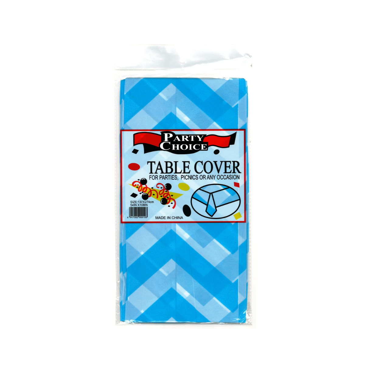Disposable Tablecloth - Blue Zig Zag