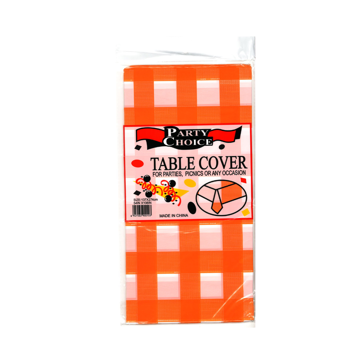 Disposable Tablecloth - Orange Checkered
