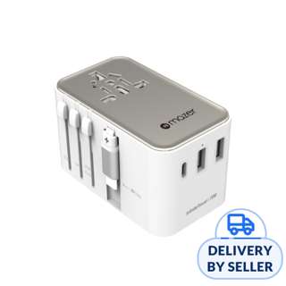 Mazer Infinite Universal Travel Adapter - White & Titanium