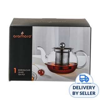Aramoro  Glass Tea Pot With Stainless Steel Filter And Lid